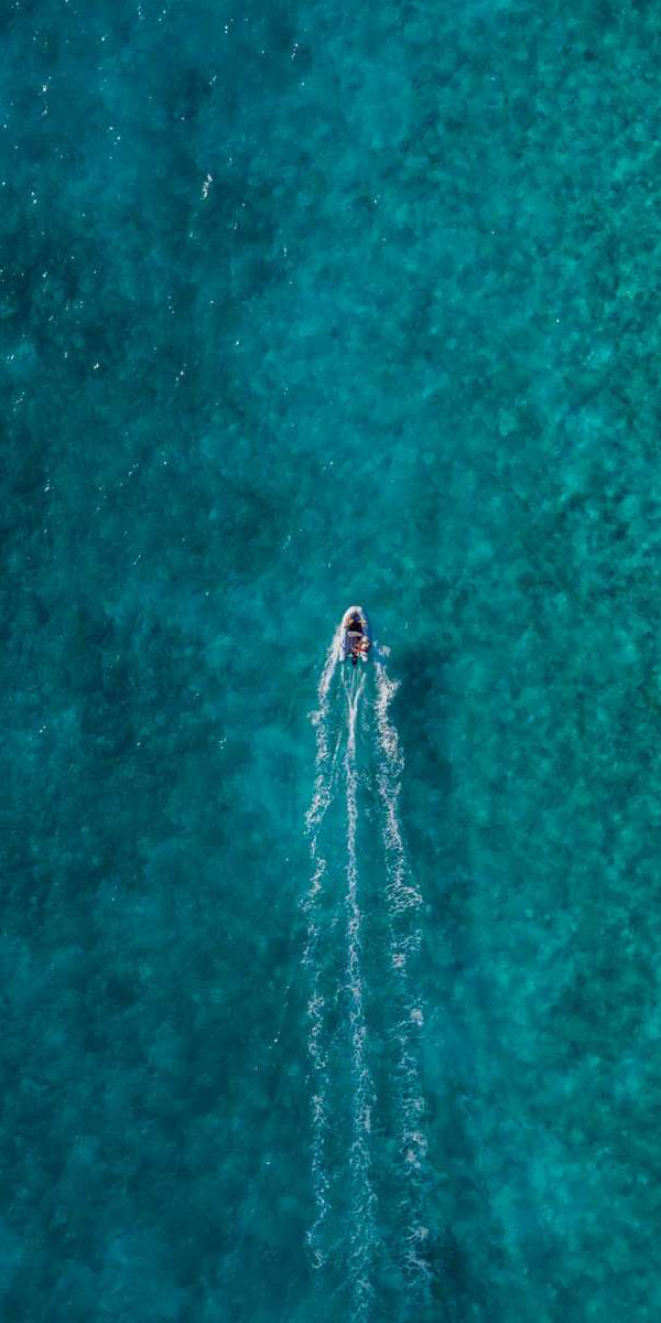 Overhead Shot Of Boat Creating A Wake