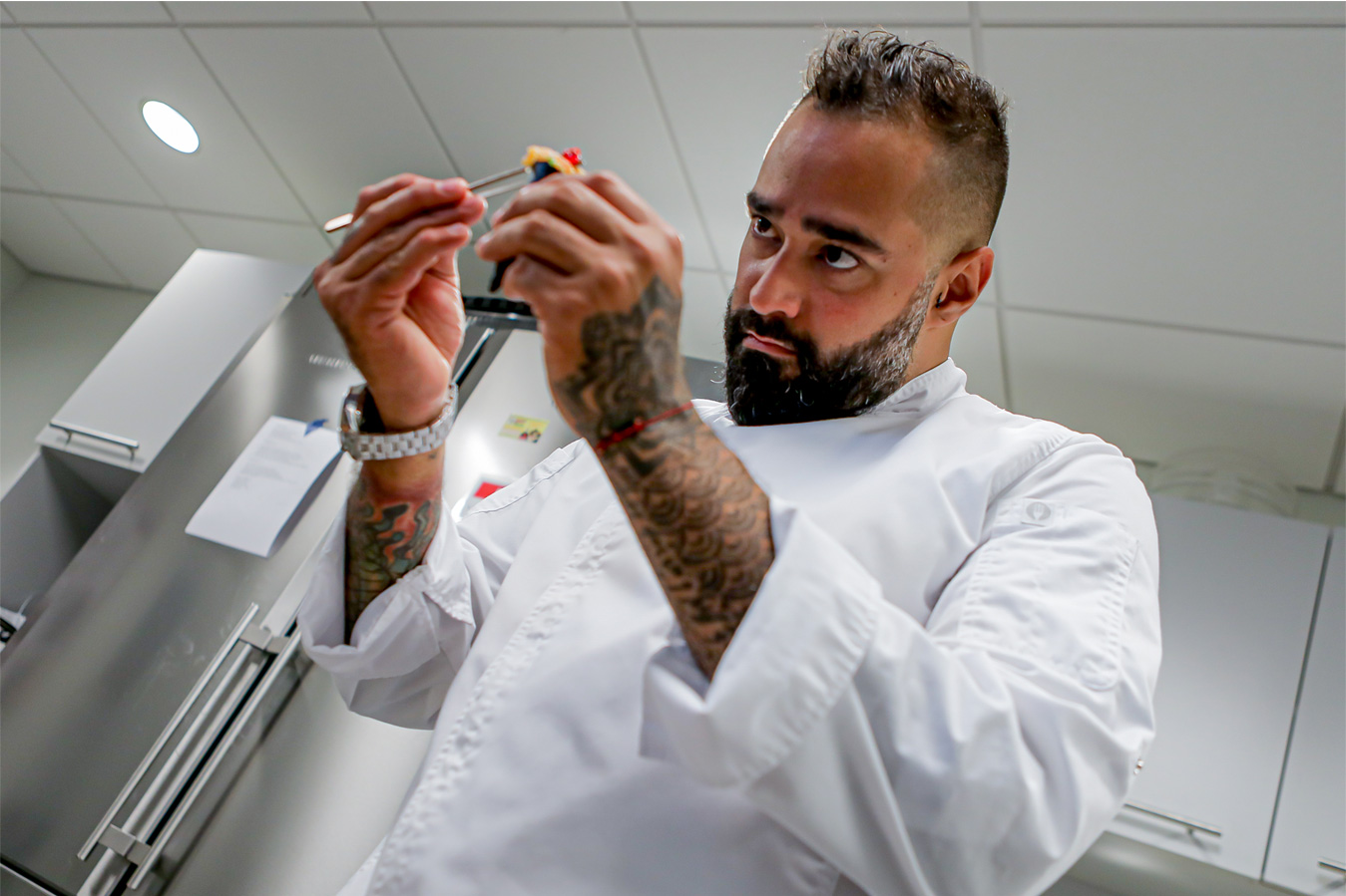 Chef David Barazarte Creating A Dish