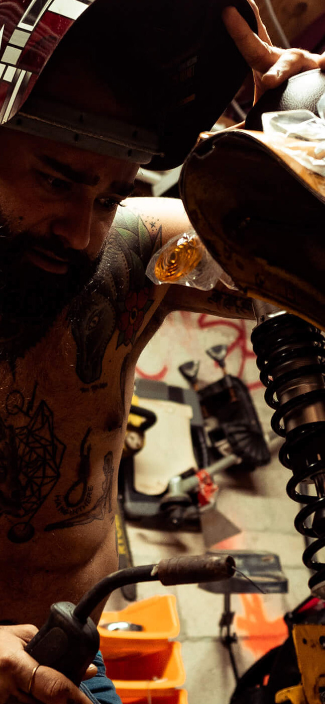 David Barazarte Working On A Motorcycle